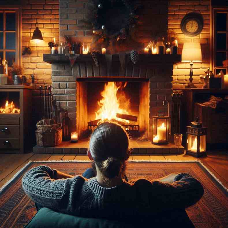 Family enjoying their fireplace