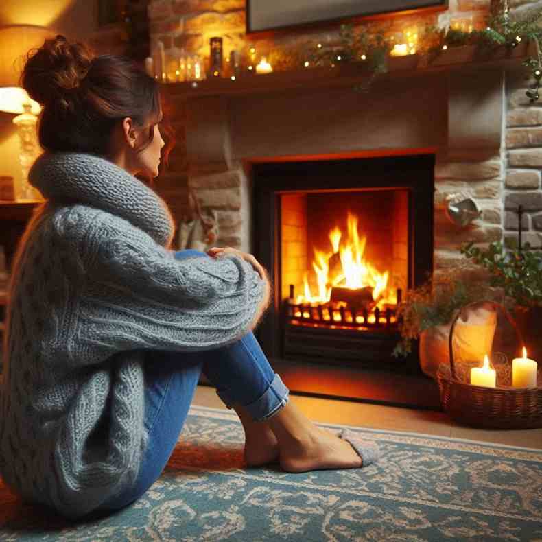 Family enjoying their fireplace