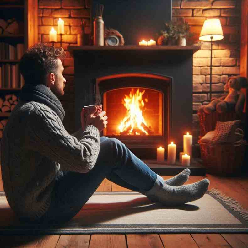 Family enjoying their fireplace