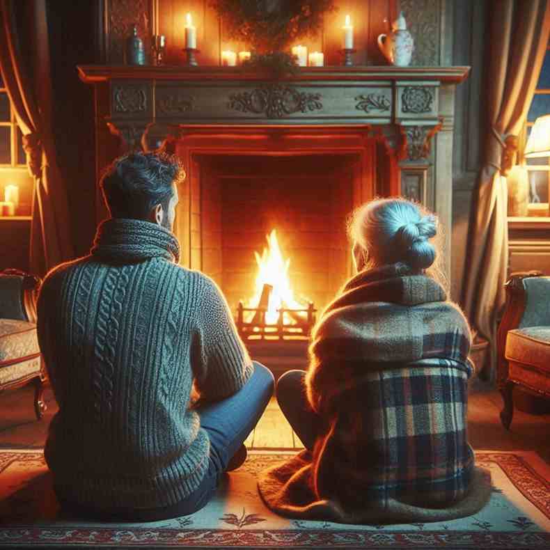 Family enjoying their fireplace