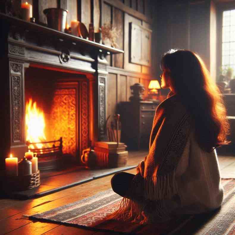 Family enjoying their fireplace