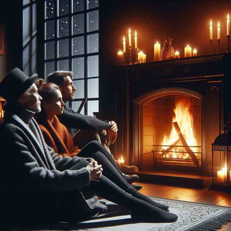 Family enjoying their fireplace