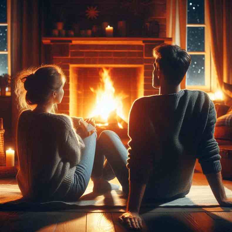 Family enjoying their fireplace
