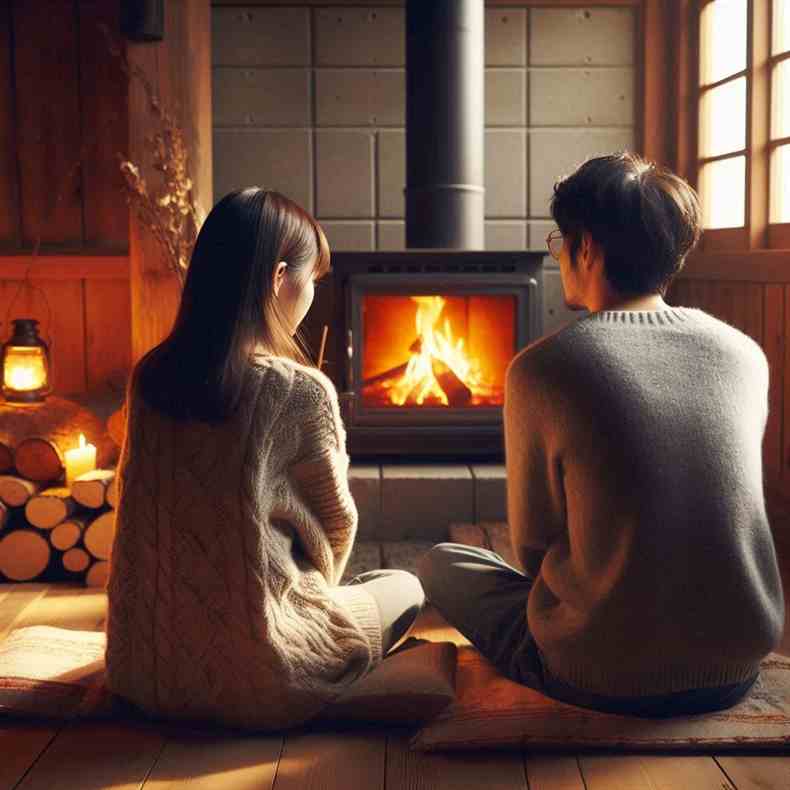 Family enjoying their fireplace