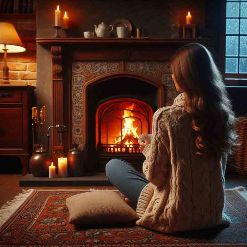 Family enjoying their fireplace