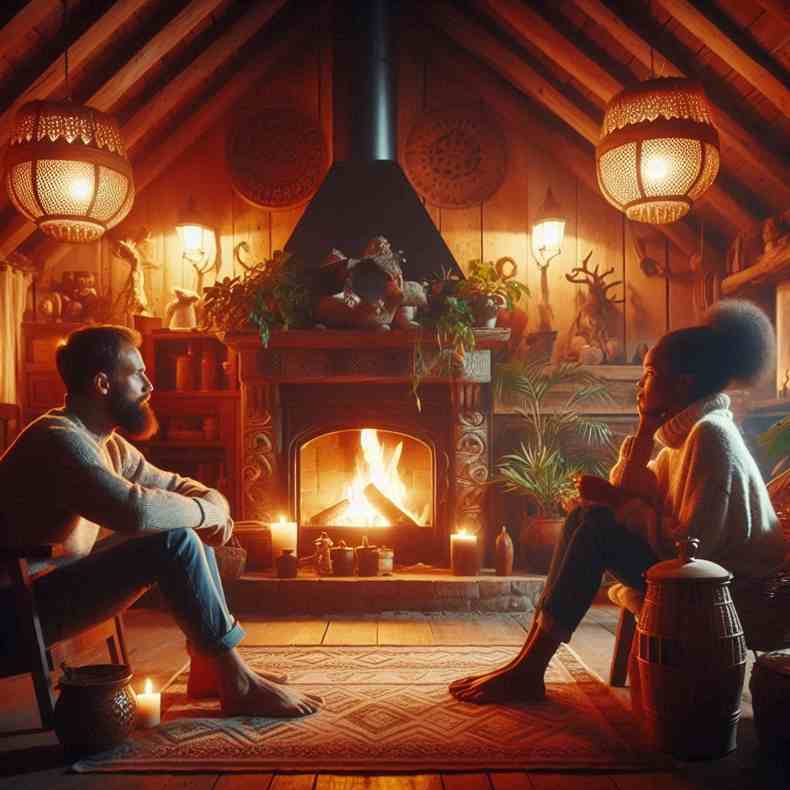 Family enjoying their fireplace