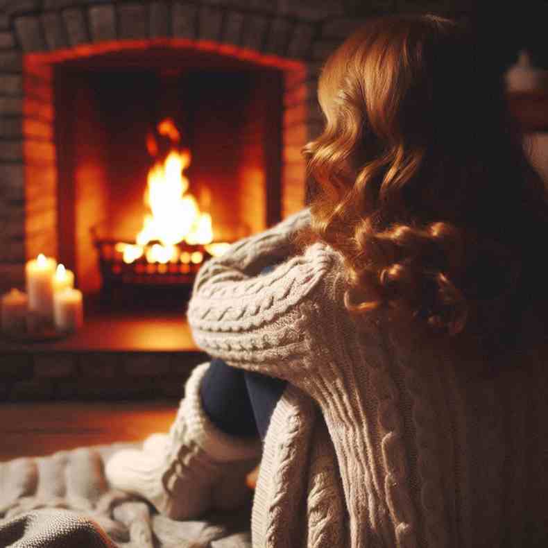 Family enjoying their fireplace