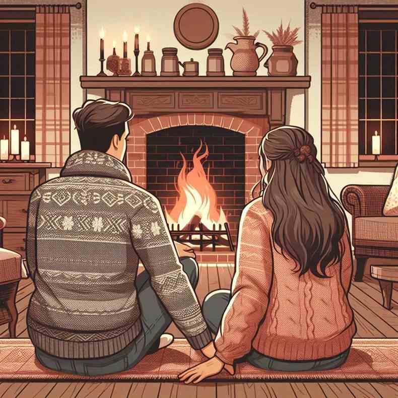Family enjoying their fireplace
