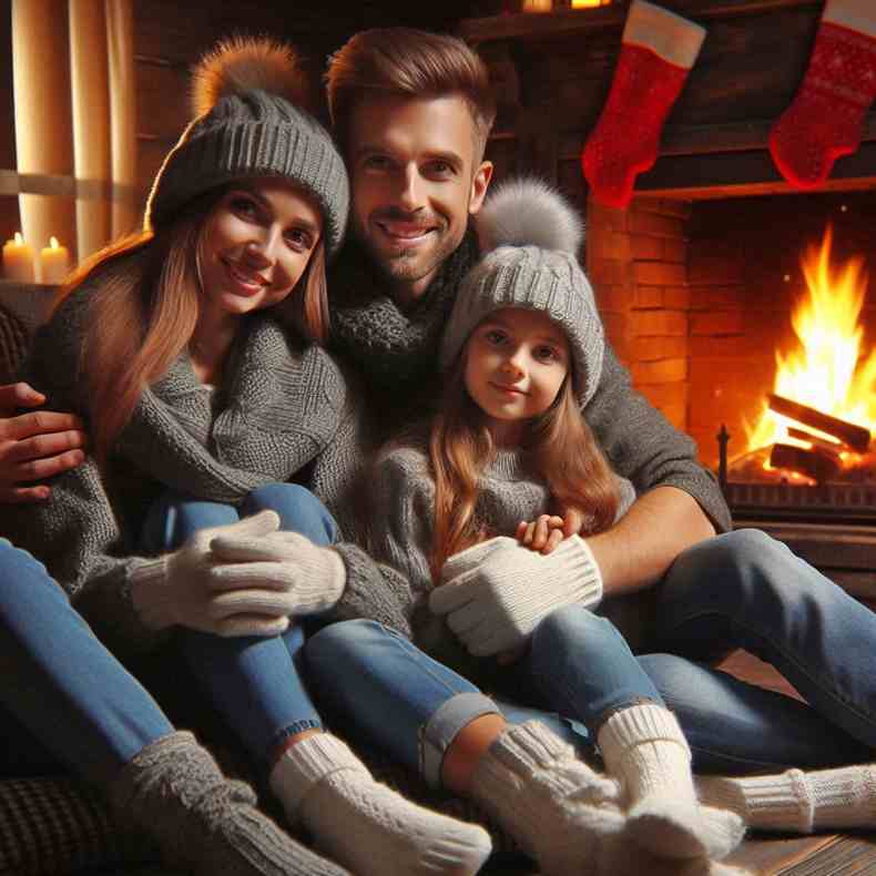 Family enjoying their fireplace